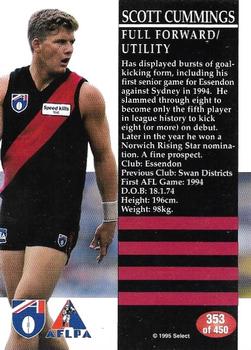 1995 Select AFL #353 Scott Cummings Back